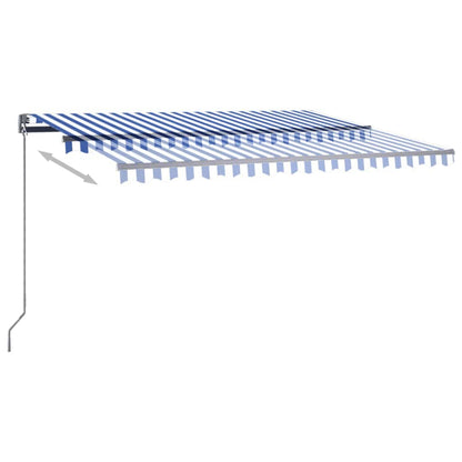 Toldo automático LED e sensor de vento 400x350 cm azul e branco