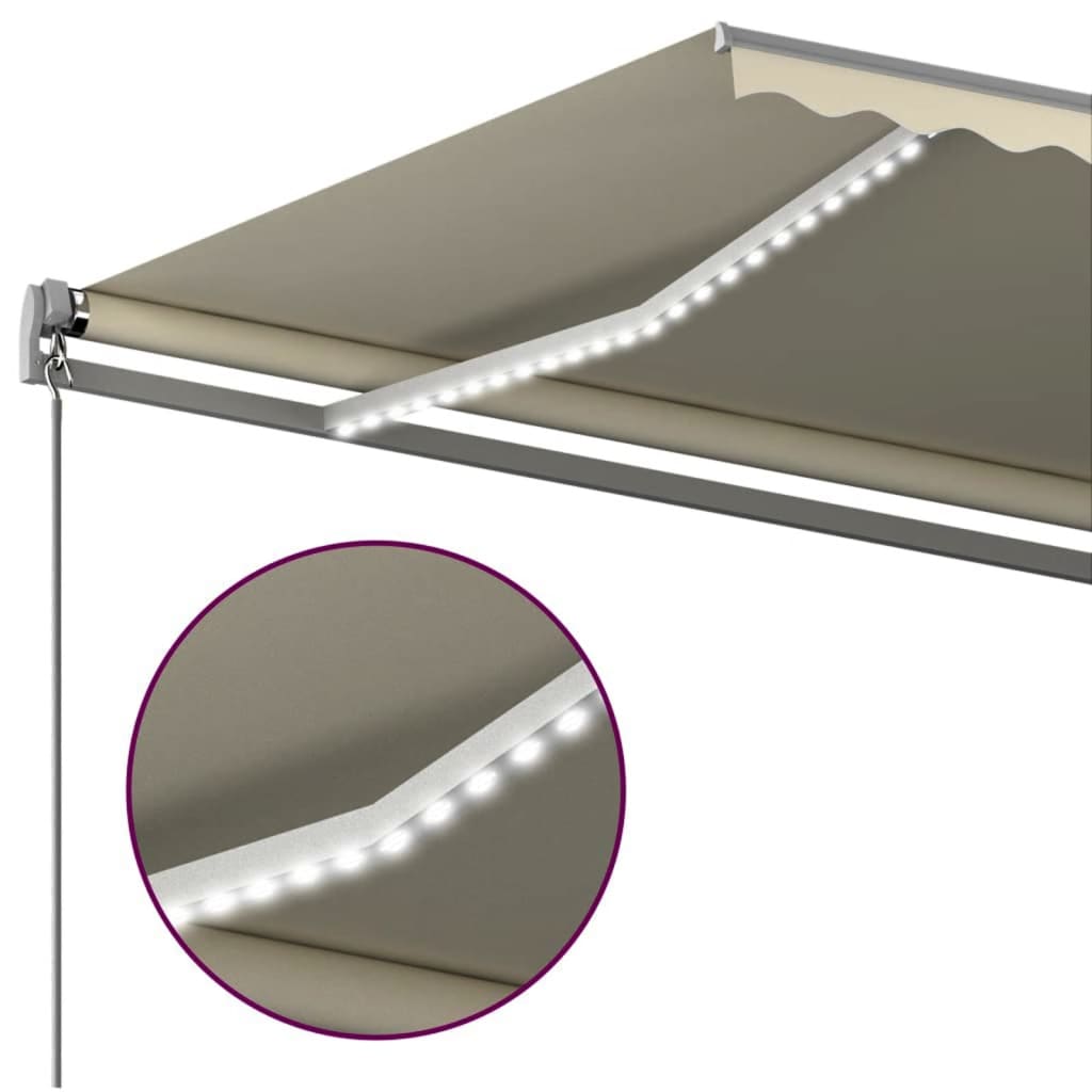 Toldo automático com LED e sensor de vento 400x350 cm cor creme