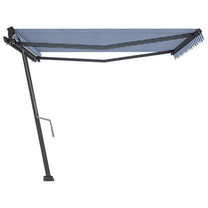 Toldo retrátil manual independente 450x350 cm azul e branco