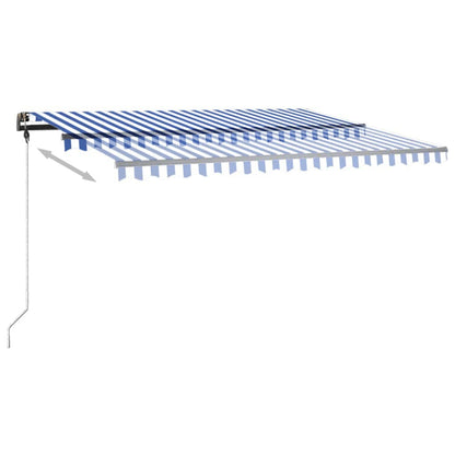 Toldo retrátil manual com LED 450x350 cm azul e branco