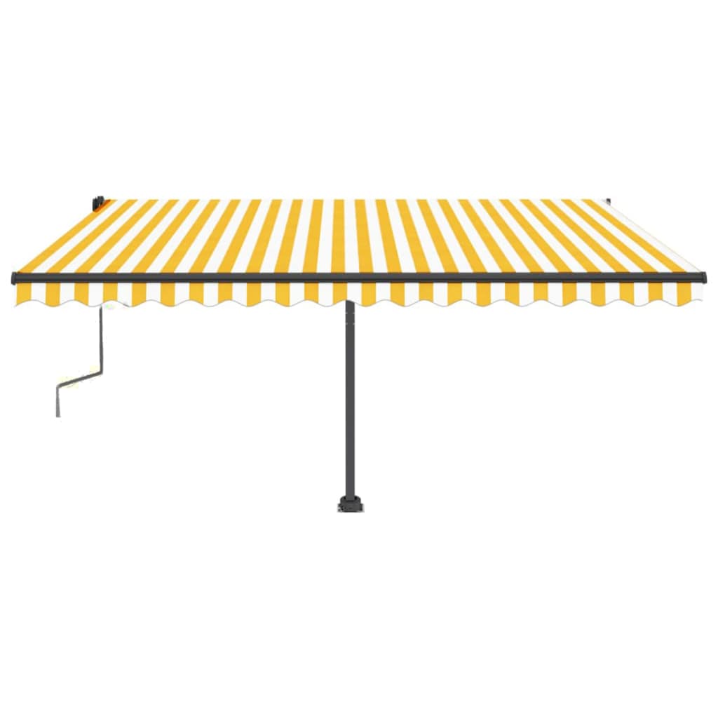 Toldo retrátil manual com LED 450x350 cm amarelo e branco
