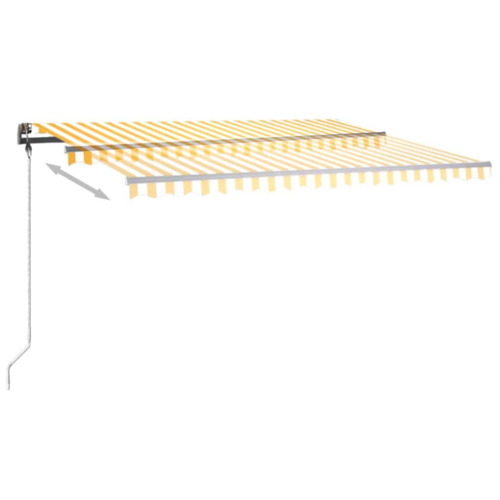 Toldo retrátil manual com LED 450x350 cm amarelo e branco