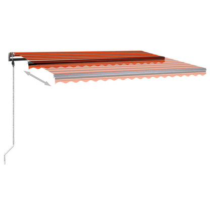 Toldo retrátil manual com luzes LED 450x350 cm laranja/castanho