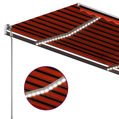 Toldo retrátil manual com luzes LED 450x350 cm laranja/castanho