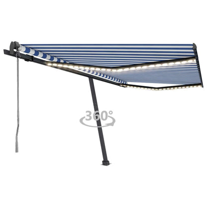 Toldo automático c/ LED e sensor de vento 450x350cm azul/branco