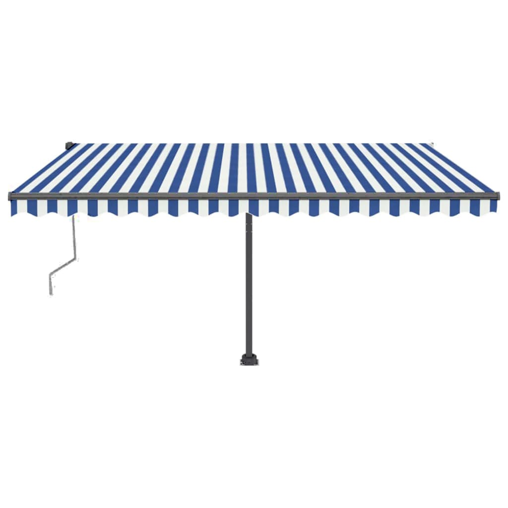 Toldo automático c/ LED e sensor de vento 450x350cm azul/branco