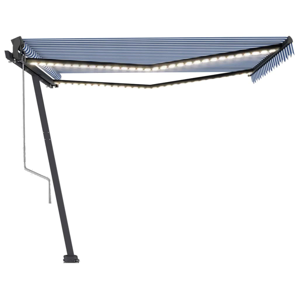 Toldo automático c/ LED e sensor de vento 450x350cm azul/branco