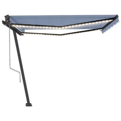 Toldo automático c/ LED e sensor de vento 450x350cm azul/branco