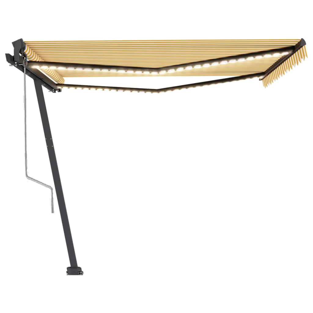 Toldo automático LED e sensor de vento 450x350cm amarelo/branco