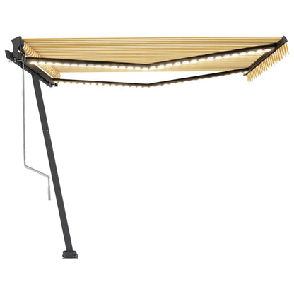 Toldo automático LED e sensor de vento 450x350cm amarelo/branco