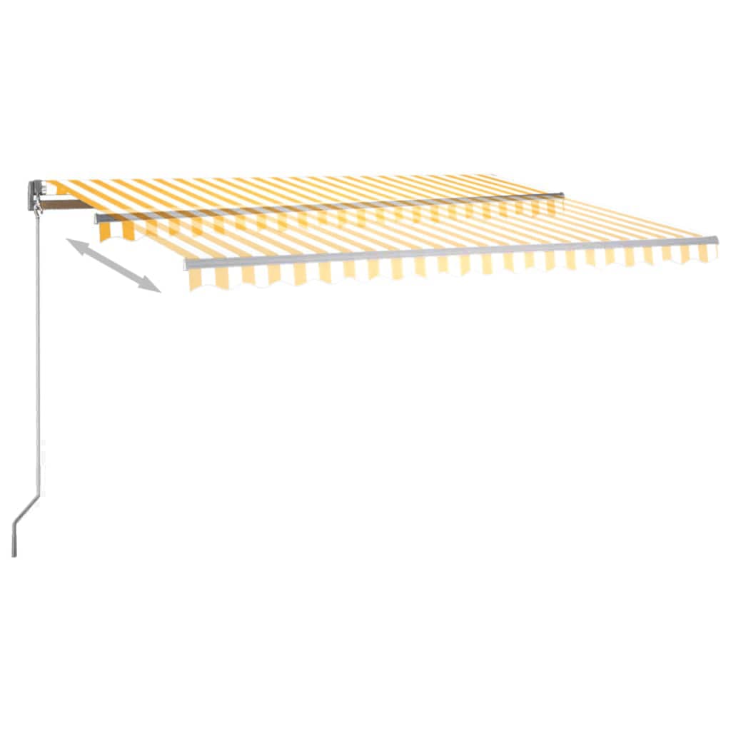 Toldo automático LED e sensor de vento 450x350cm amarelo/branco
