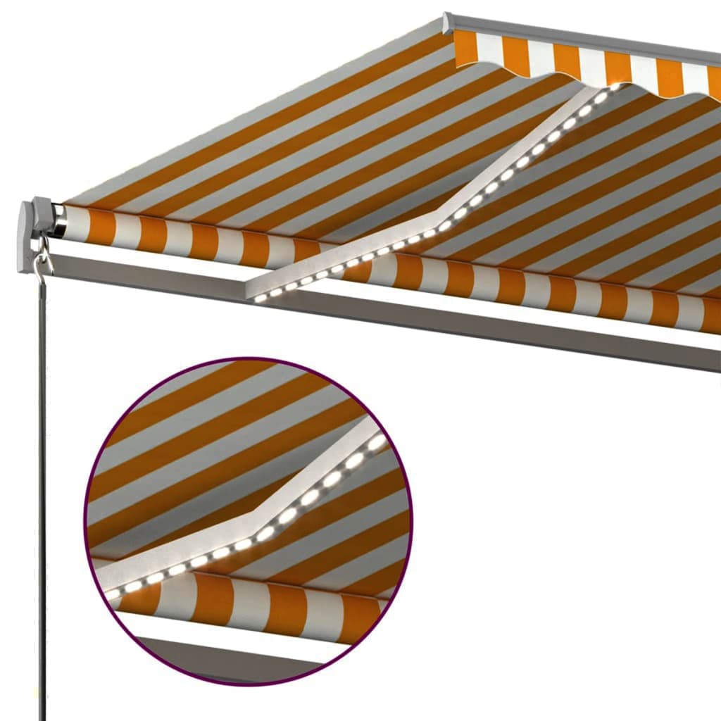 Toldo automático LED e sensor de vento 450x350cm amarelo/branco