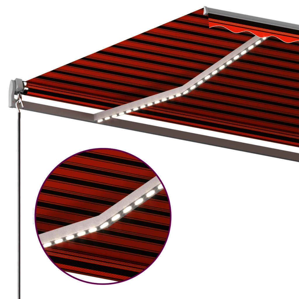 Toldo autom. LED e sensor de vento 450x350 cm laranja/castanho