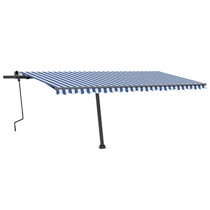 Toldo retrátil manual independente 500x350 cm azul e branco