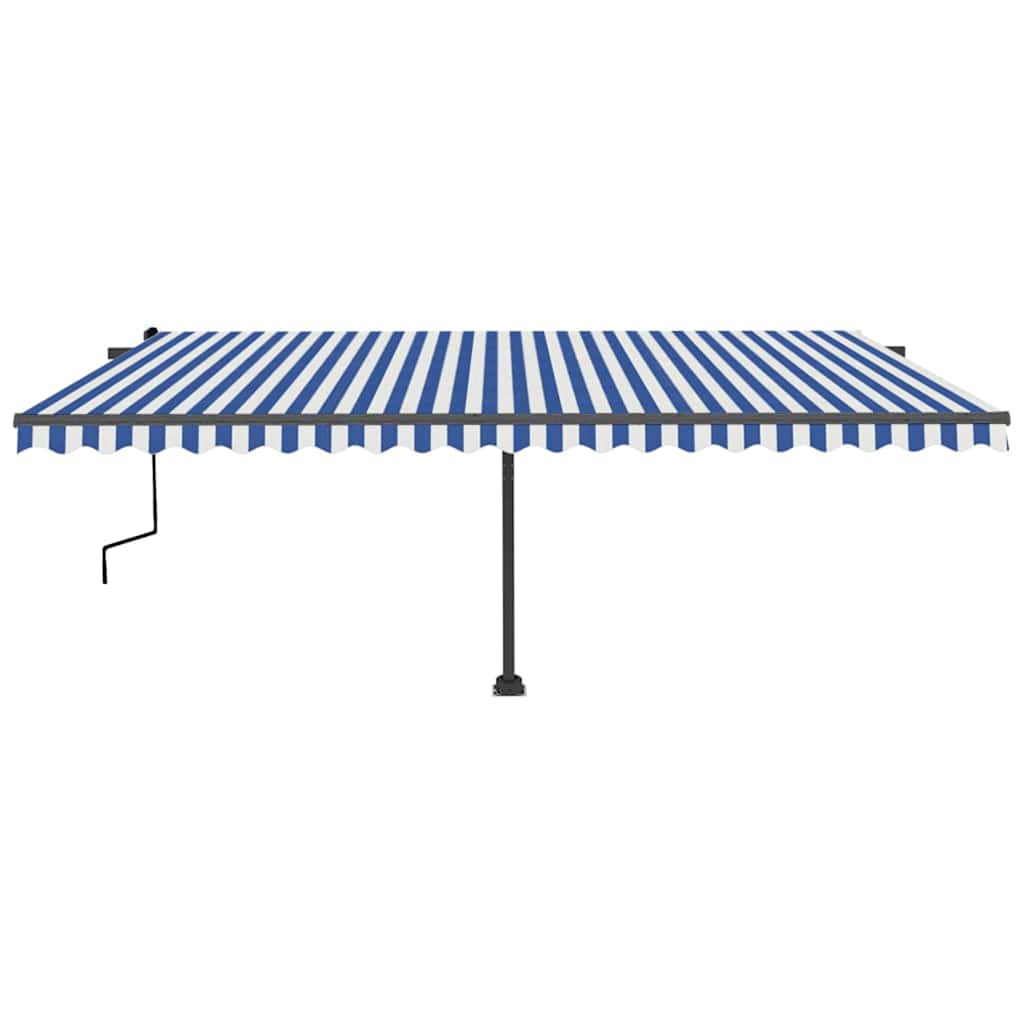 Toldo retrátil manual independente 500x350 cm azul e branco