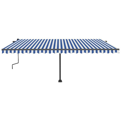 Toldo retrátil manual independente 500x350 cm azul e branco