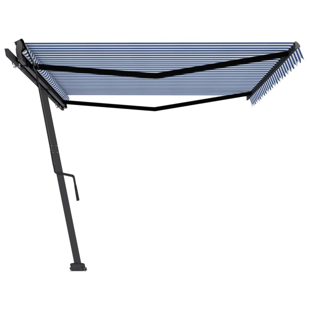Toldo retrátil manual independente 500x350 cm azul e branco