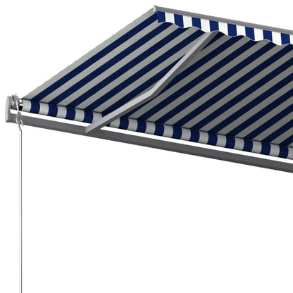 Toldo retrátil manual independente 500x350 cm azul e branco