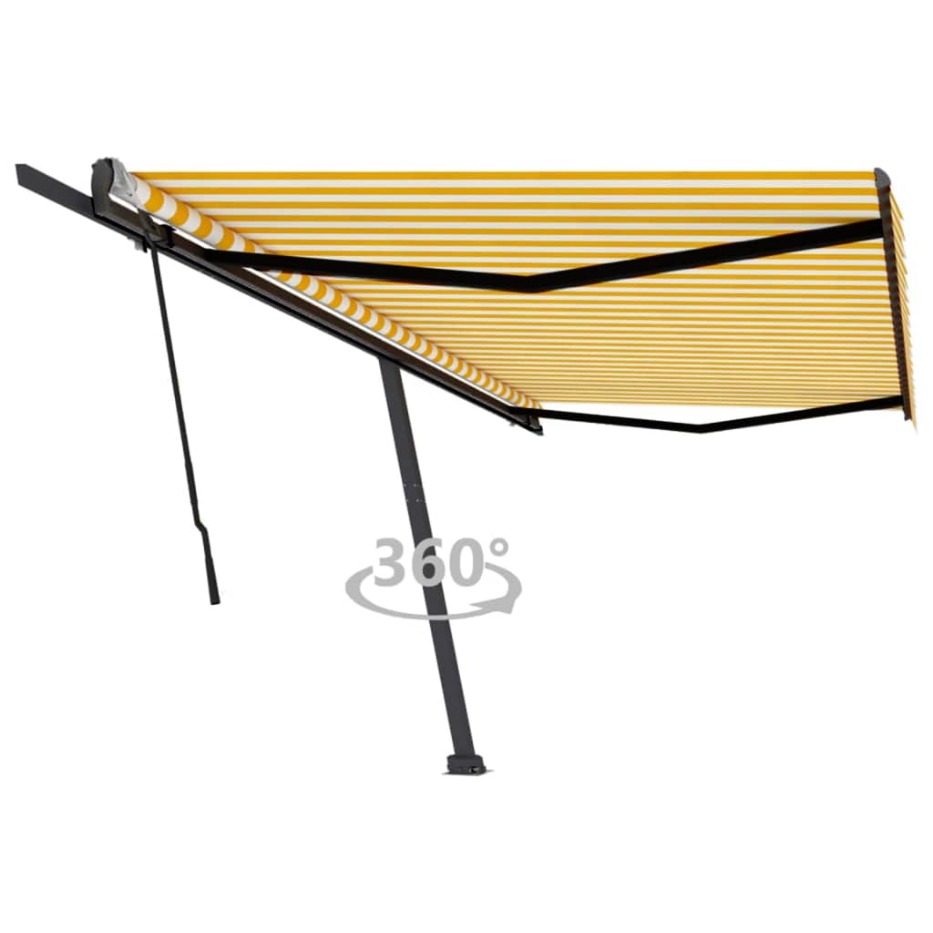 Toldo retrátil manual independente 500x350 cm amarelo e branco