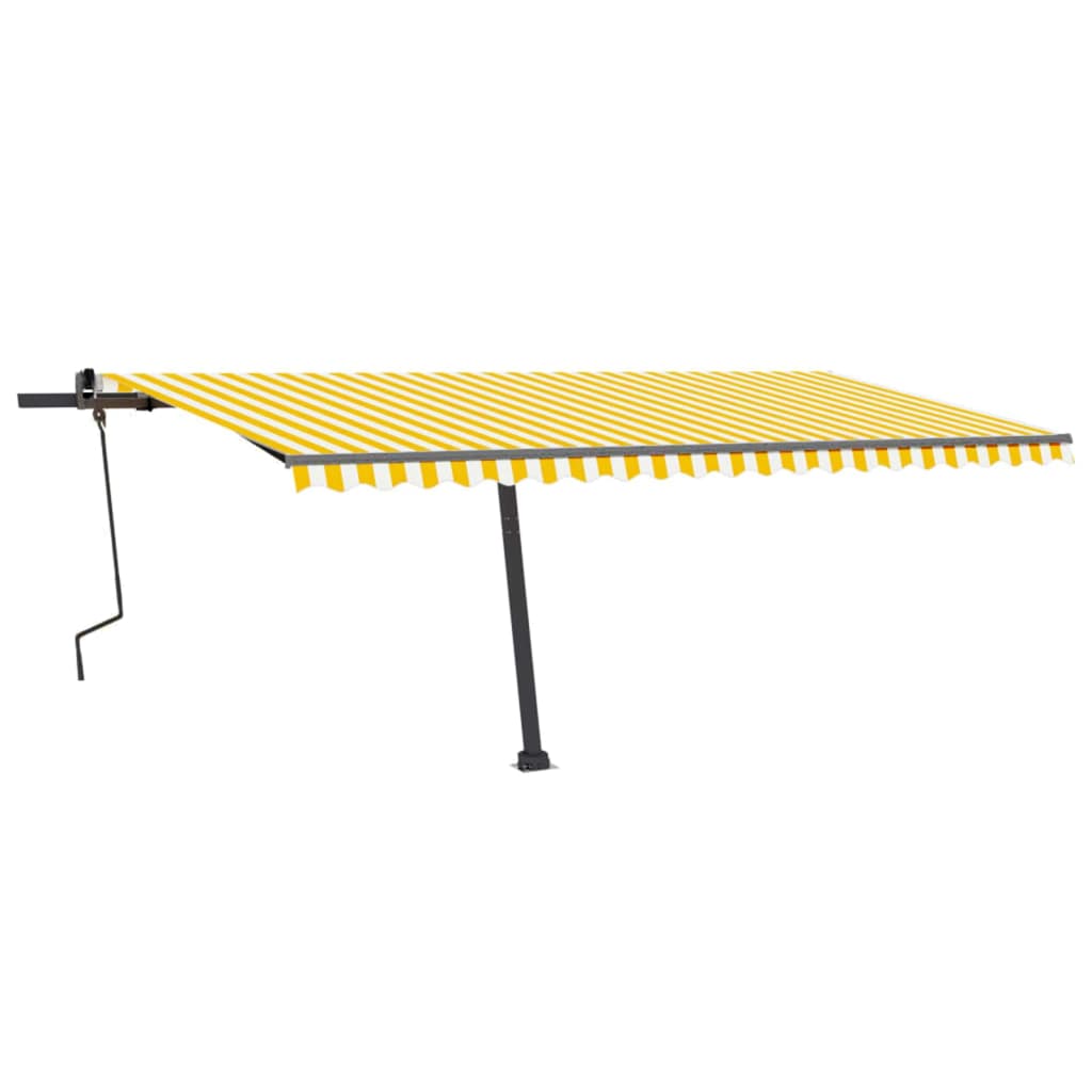 Toldo retrátil manual independente 500x350 cm amarelo e branco