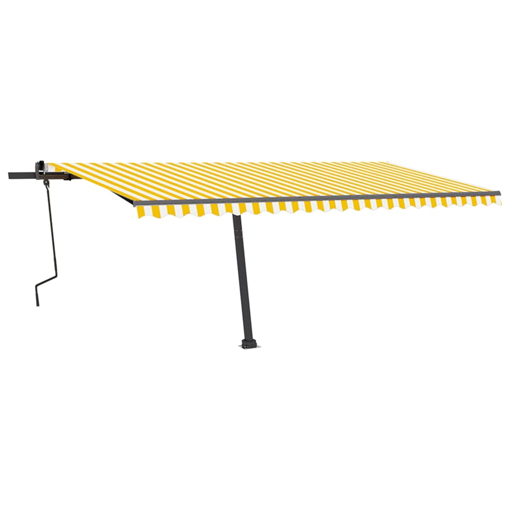 Toldo retrátil manual com LED 500x350 cm amarelo e branco