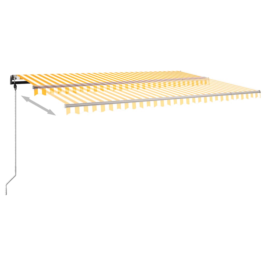 Toldo retrátil manual com LED 500x350 cm amarelo e branco