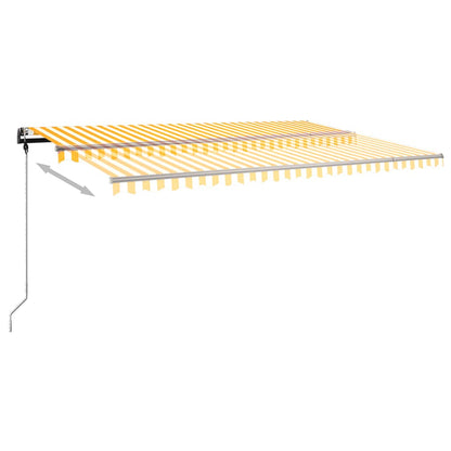 Toldo retrátil manual com LED 500x350 cm amarelo e branco