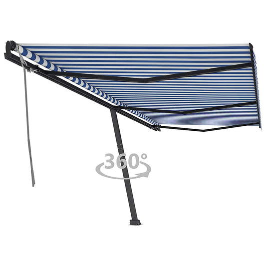 Toldo retrátil manual independente 600x350 cm azul e branco