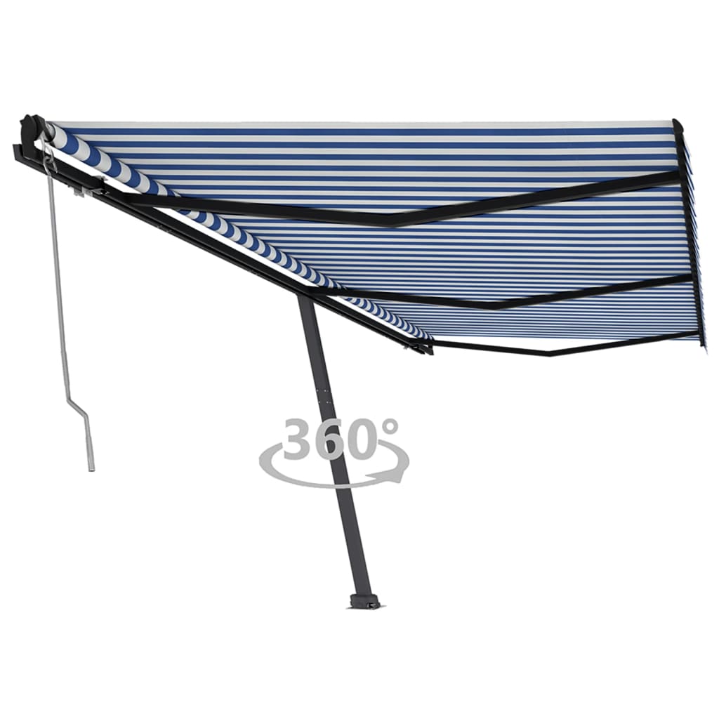 Toldo automático independente 600x350 cm azul e branco