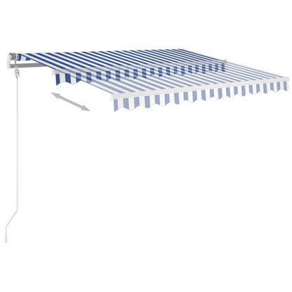 Toldo retrátil manual com LED 3x2,5 m azul e branco