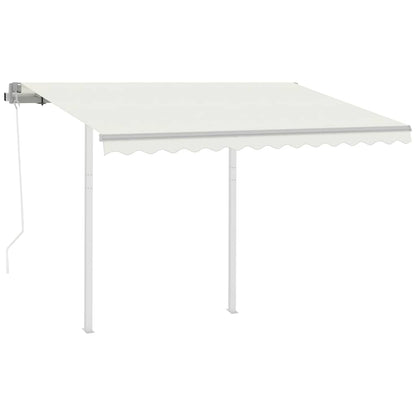 Toldo retrátil automático com postes 3x2,5 m cor creme