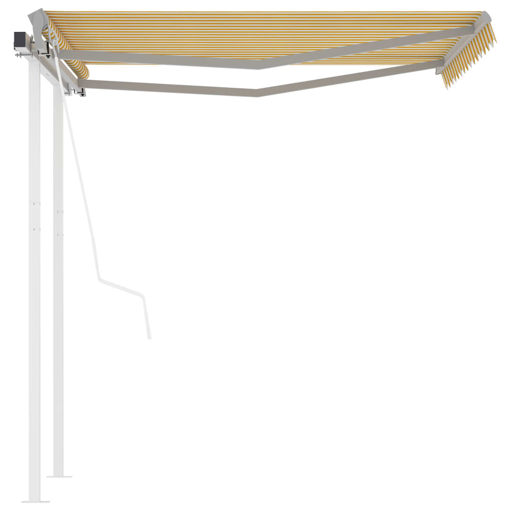 Toldo retrátil automático com postes 3x2,5 m amarelo e branco