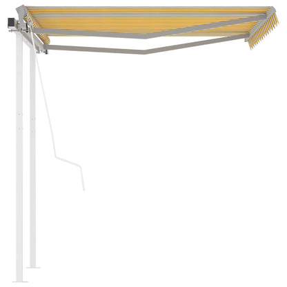 Toldo retrátil automático com postes 3x2,5 m amarelo e branco