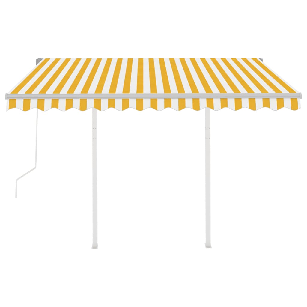 Toldo retrátil automático com postes 3x2,5 m amarelo e branco