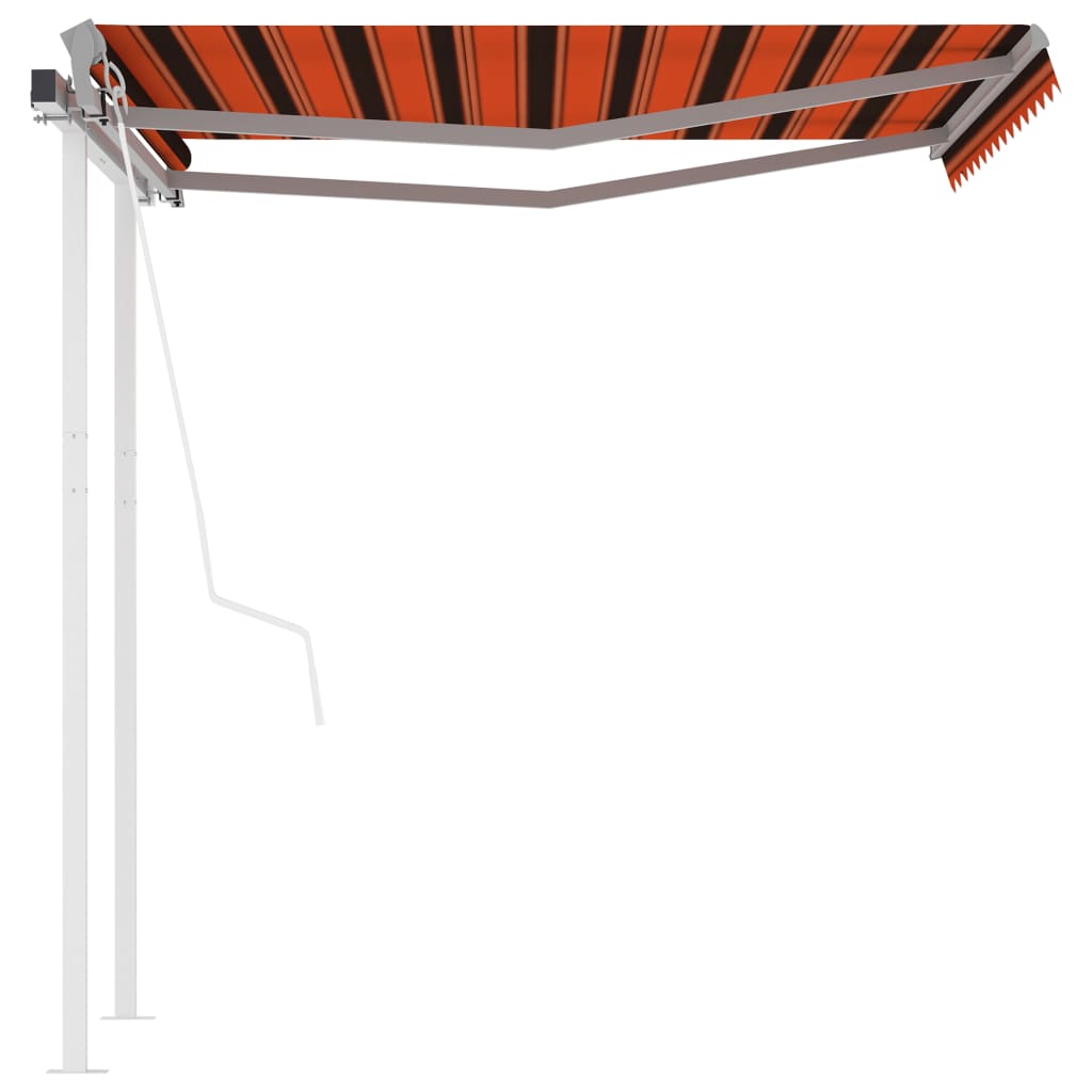 Toldo retrátil automático com postes 3x2,5 m laranja e castanho