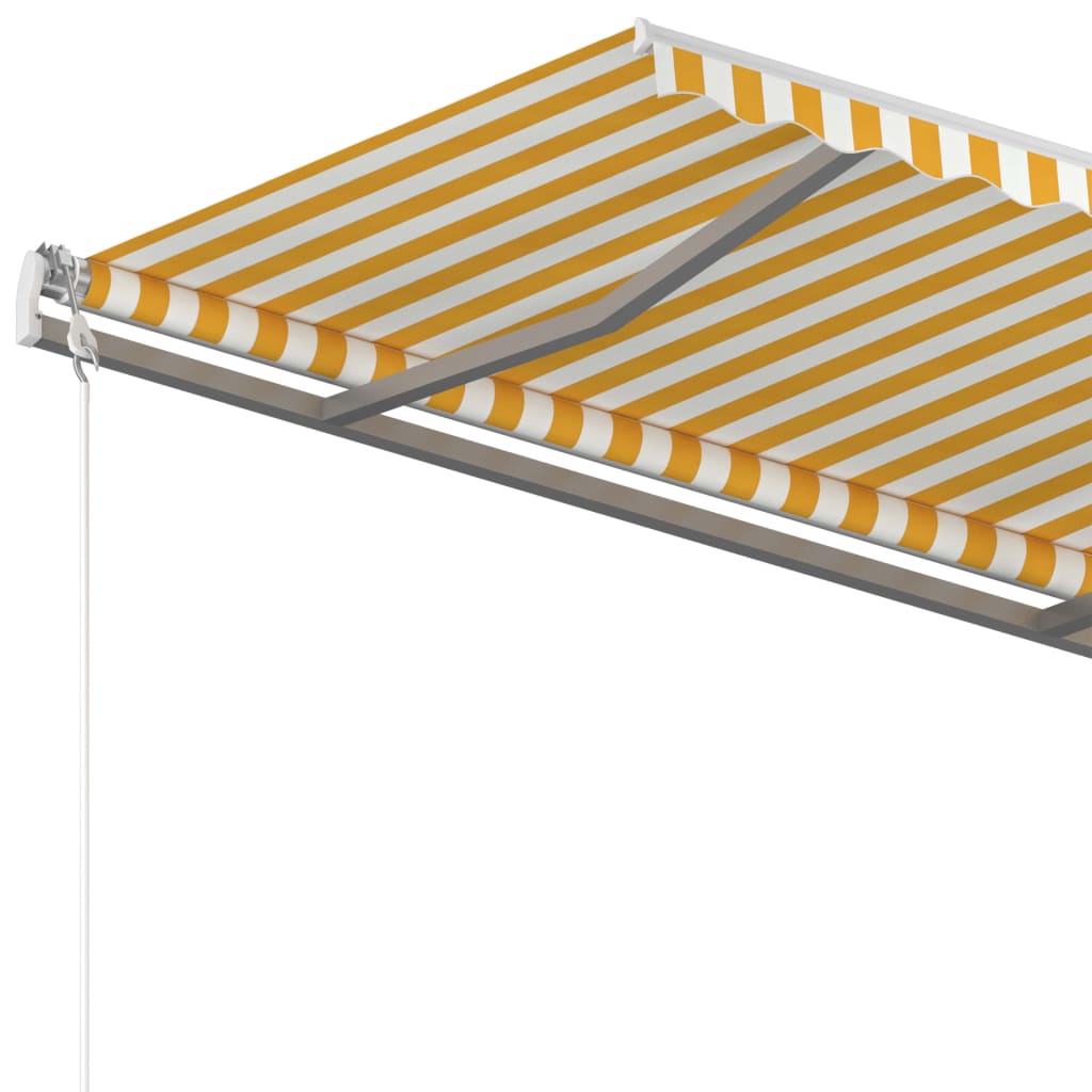 Toldo retrátil manual com postes 3,5x2,5 m amarelo e branco