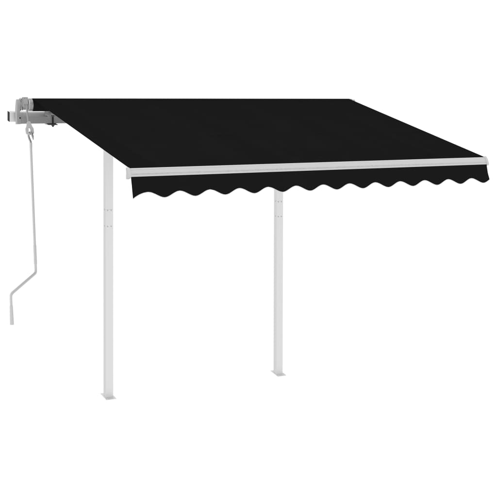 Toldo retrátil manual com postes 3,5x2,5 m antracite