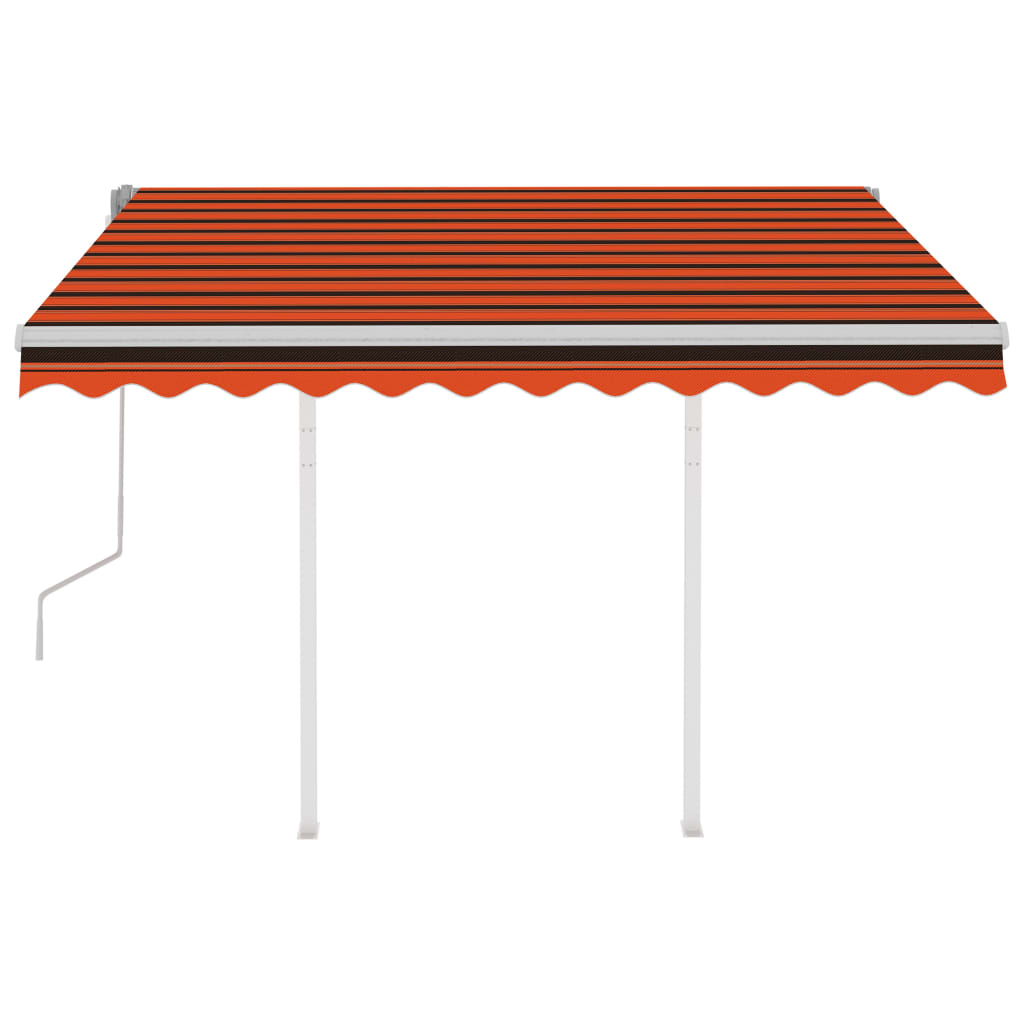 Toldo retrátil manual com postes 3,5x2,5 m laranja e castanho