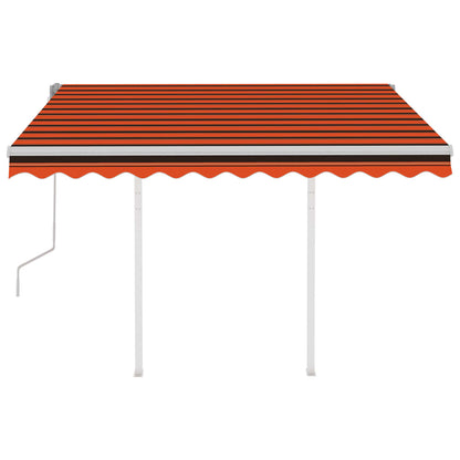 Toldo retrátil manual com postes 3,5x2,5 m laranja e castanho