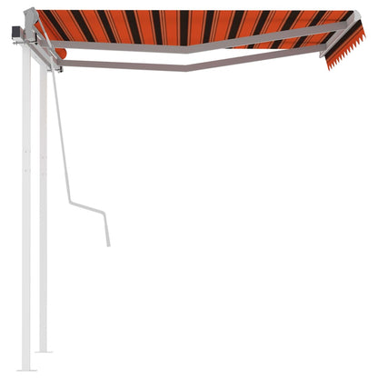 Toldo retrátil manual com postes 3,5x2,5 m laranja e castanho