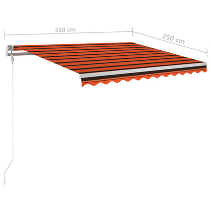 Toldo retrátil manual com postes 3,5x2,5 m laranja e castanho