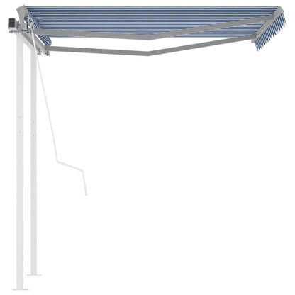 Toldo retrátil automático com postes 3,5x2,5 m azul e branco