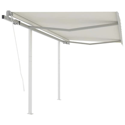 Toldo retrátil automático com postes 3,5x2,5 m cor creme