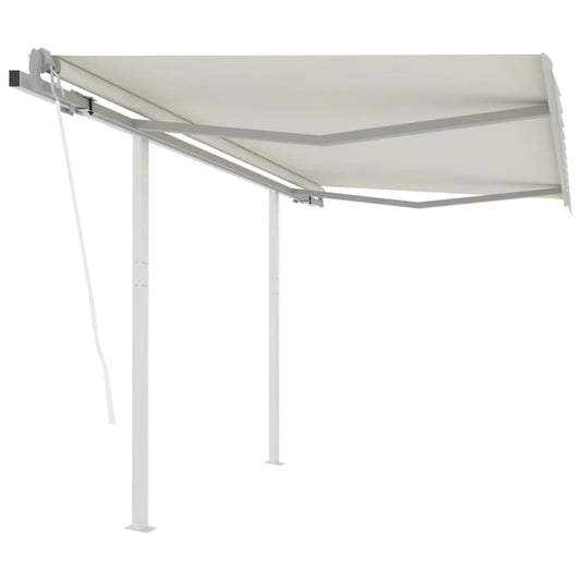Toldo retrátil automático com postes 3,5x2,5 m cor creme