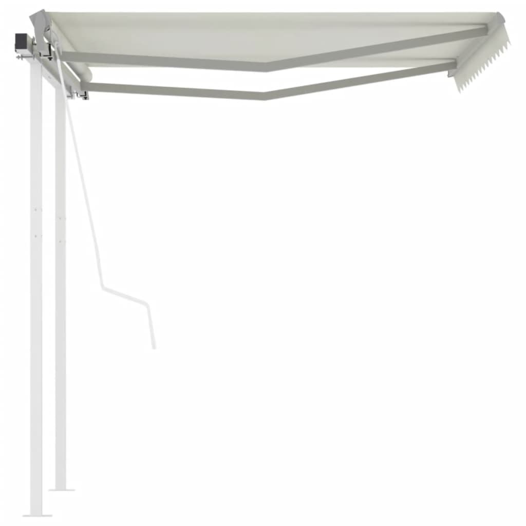 Toldo retrátil automático com postes 3,5x2,5 m cor creme