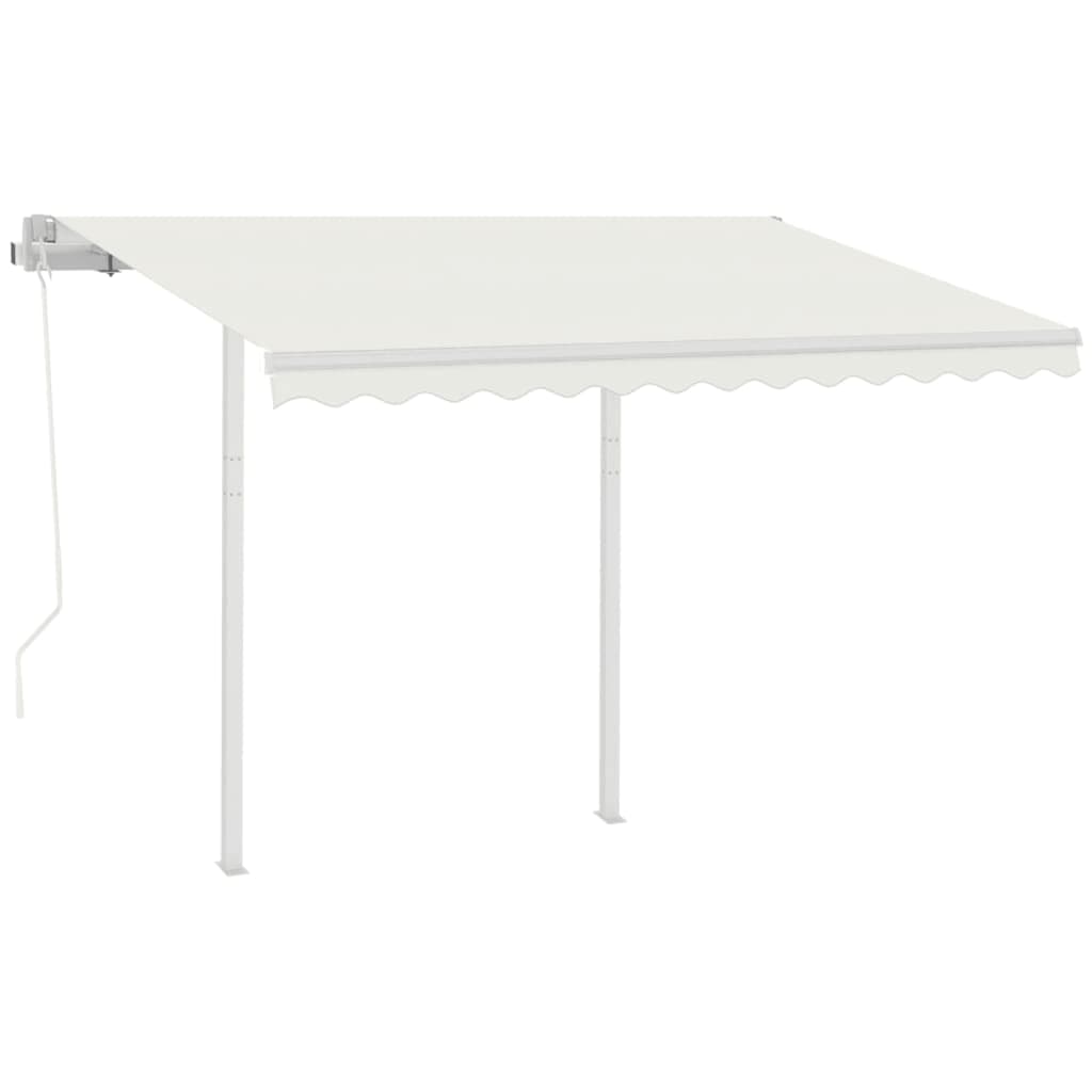 Toldo retrátil automático com postes 3,5x2,5 m cor creme