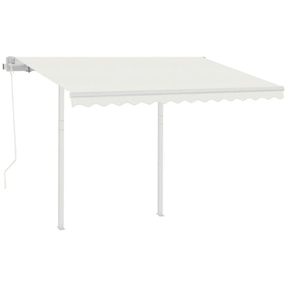 Toldo retrátil automático com postes 3,5x2,5 m cor creme