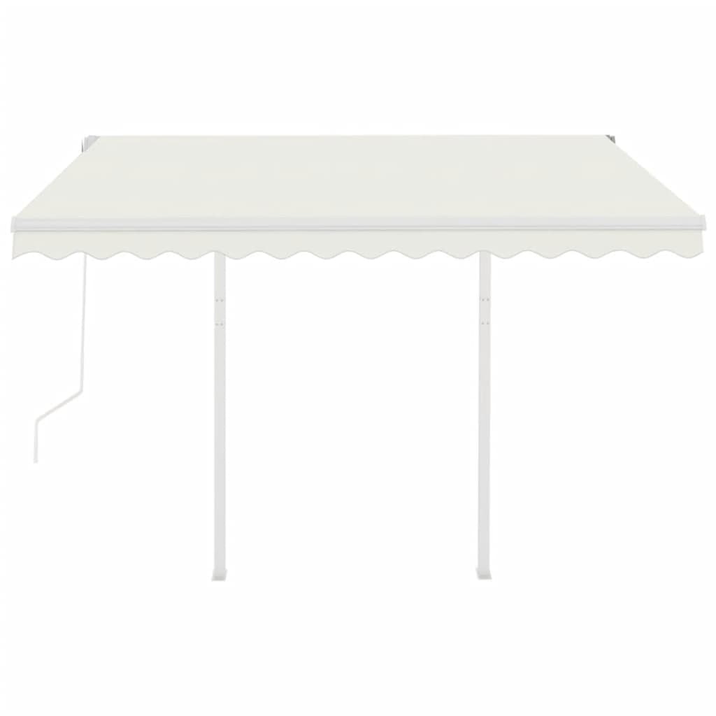 Toldo retrátil automático com postes 3,5x2,5 m cor creme