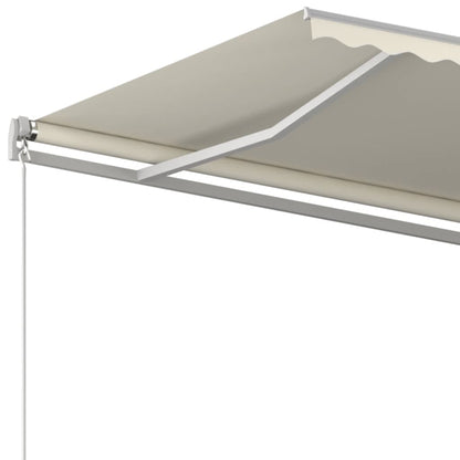 Toldo retrátil automático com postes 3,5x2,5 m cor creme