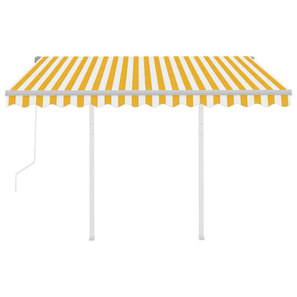Toldo retrátil automático com postes 3,5x2,5 m amarelo e branco